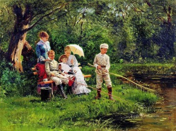 midday sun 1881 Vladimir Makovsky kid child Oil Paintings